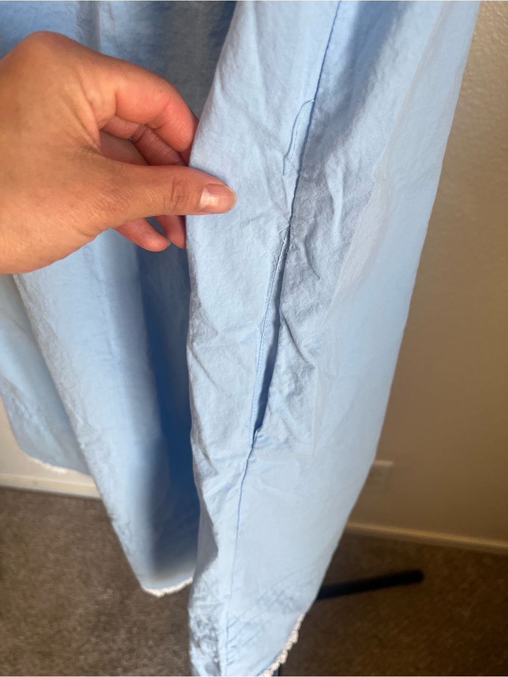 Light Blue Lace-Trim Sleep Cotton Chemise - Picture 4 of 5